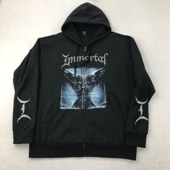 Vintage Immortal Band Hoodie Sweatshirt Mens M Black Black Metal